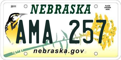 NE license plate AMA257