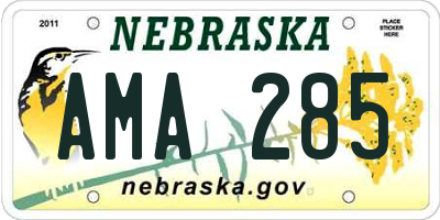 NE license plate AMA285