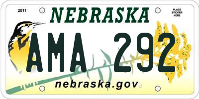 NE license plate AMA292