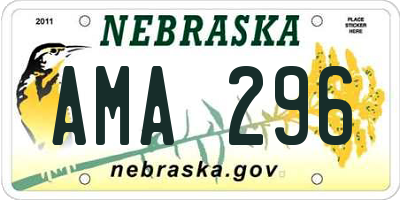 NE license plate AMA296