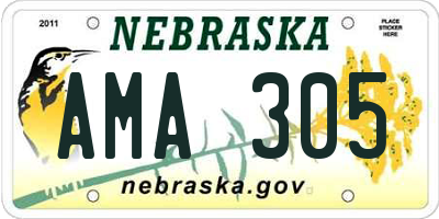 NE license plate AMA305