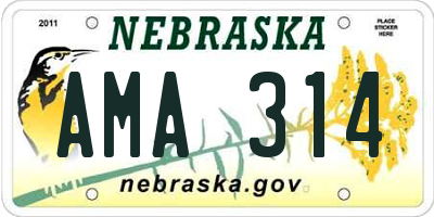 NE license plate AMA314