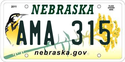NE license plate AMA315