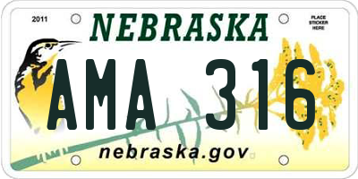 NE license plate AMA316