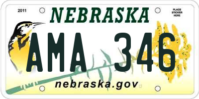 NE license plate AMA346