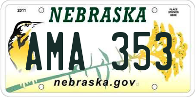 NE license plate AMA353