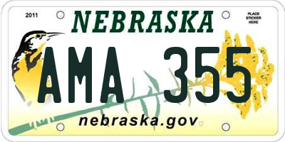 NE license plate AMA355