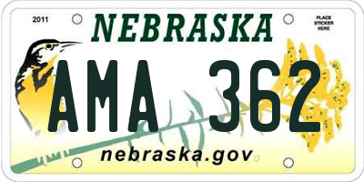 NE license plate AMA362