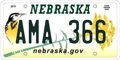 NE license plate AMA366