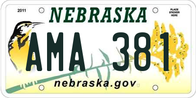 NE license plate AMA381