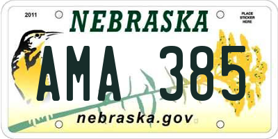 NE license plate AMA385