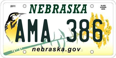 NE license plate AMA386