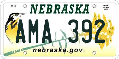 NE license plate AMA392