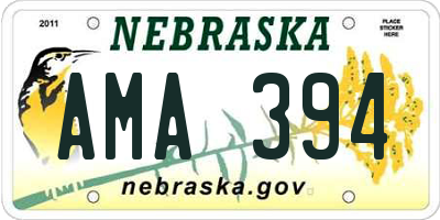 NE license plate AMA394