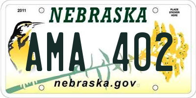 NE license plate AMA402