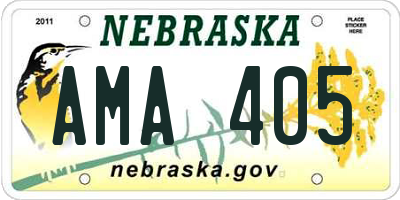 NE license plate AMA405