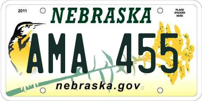 NE license plate AMA455