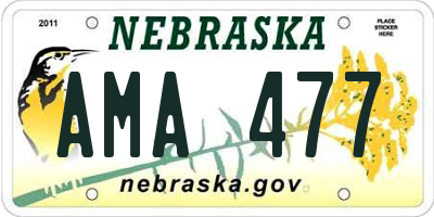 NE license plate AMA477