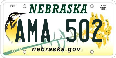 NE license plate AMA502