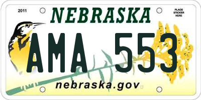 NE license plate AMA553