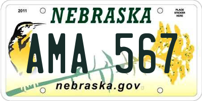 NE license plate AMA567