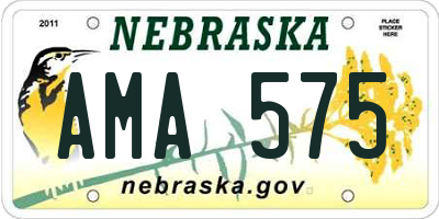 NE license plate AMA575