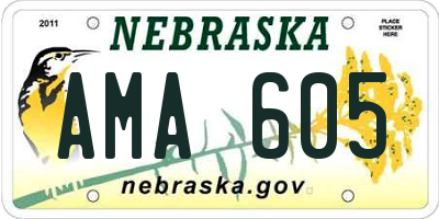 NE license plate AMA605