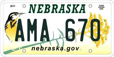 NE license plate AMA670