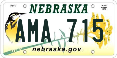 NE license plate AMA715
