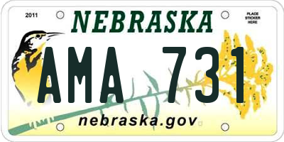 NE license plate AMA731