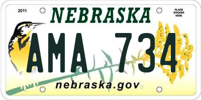 NE license plate AMA734