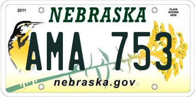 NE license plate AMA753