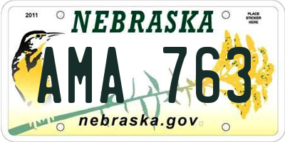 NE license plate AMA763
