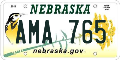 NE license plate AMA765