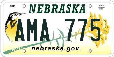 NE license plate AMA775
