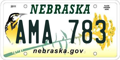 NE license plate AMA783