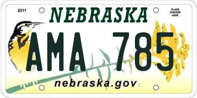 NE license plate AMA785