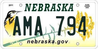 NE license plate AMA794