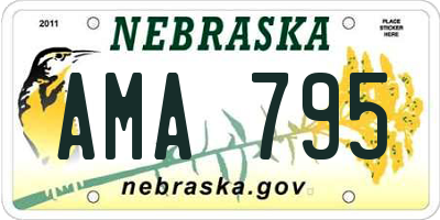NE license plate AMA795