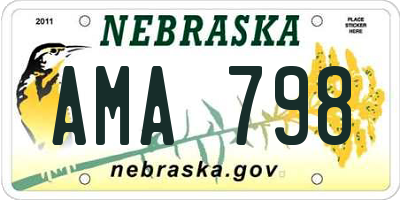 NE license plate AMA798