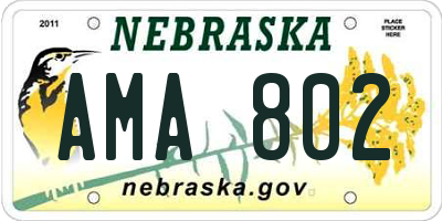 NE license plate AMA802