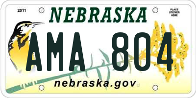 NE license plate AMA804