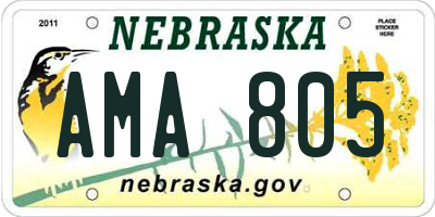 NE license plate AMA805