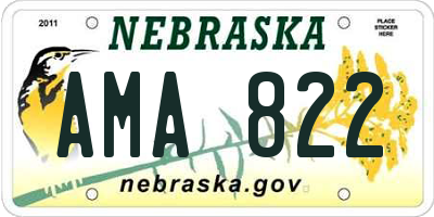 NE license plate AMA822