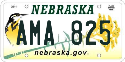 NE license plate AMA825