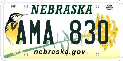 NE license plate AMA830