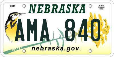 NE license plate AMA840