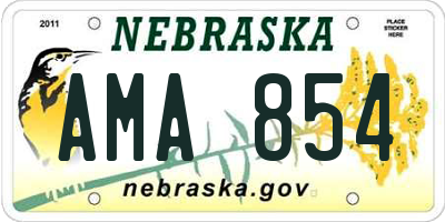 NE license plate AMA854
