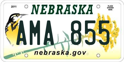 NE license plate AMA855