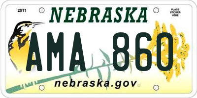 NE license plate AMA860